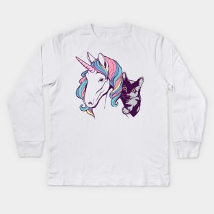 UNICORN AND CAT lovely and cute cartoon design gift Kids Long Sleeve T-Shirt